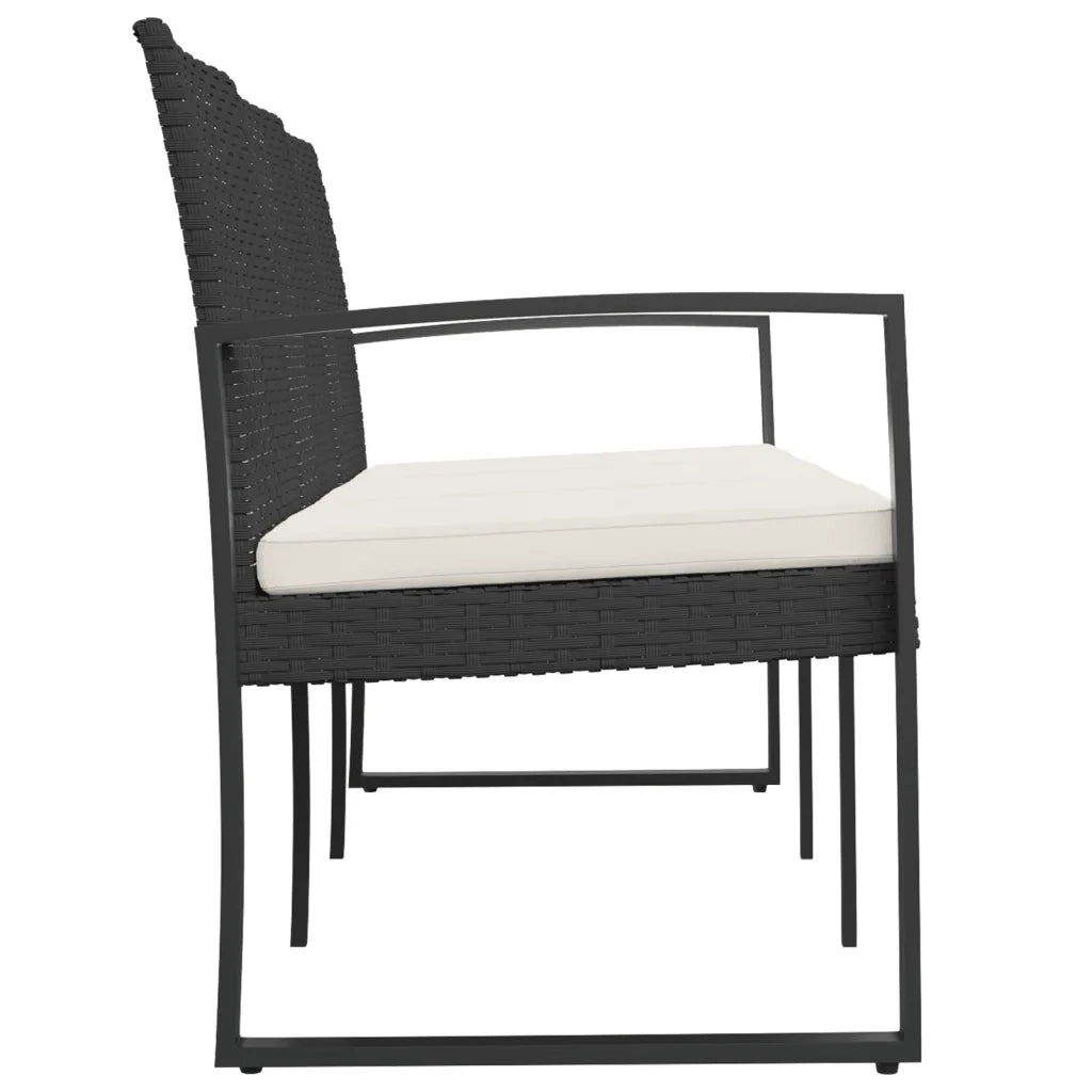 Panca da Giardino a 3 Posti con Cuscini in Rattan PP Nero 360212