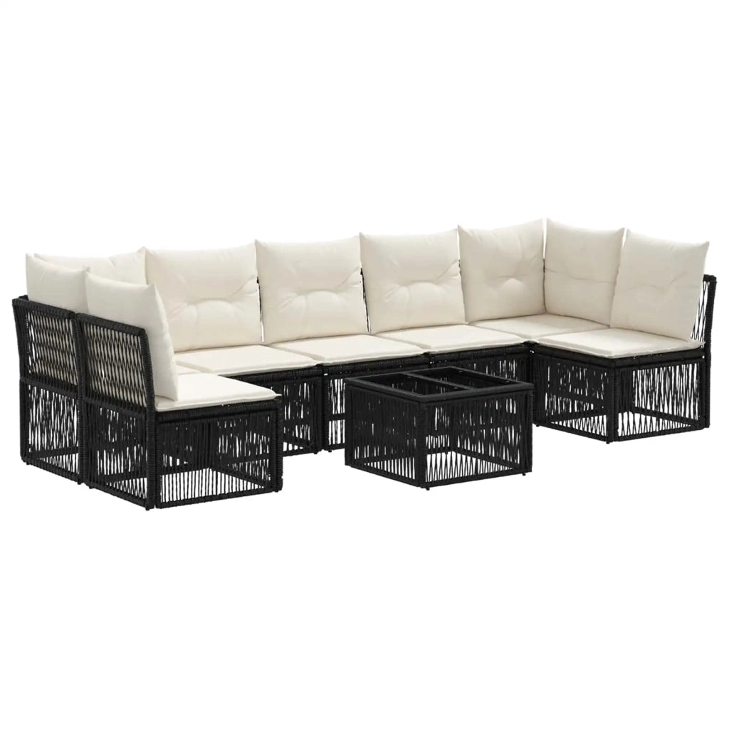 Set Divano da Giardino 8 pcs Nero polyrattan 3434167