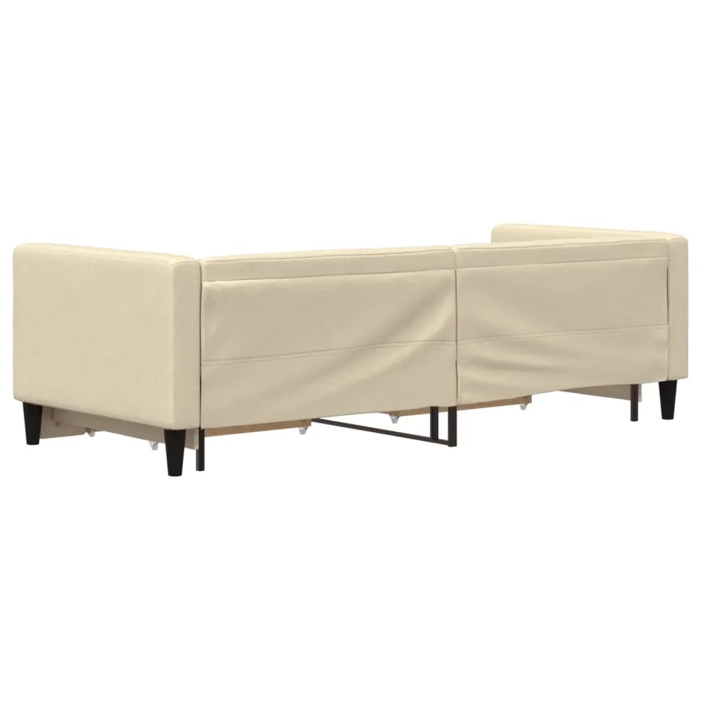 Divano Letto Estraibile con Cassetti Crema 80x200 cm in Tessuto