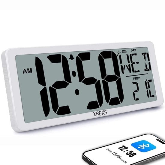 Cronografo digitale 13,4" con schermo HD, calibrazione automatica dell'orario, alimentazione a batterie, con calendario, temperatura, sveglia e timer, ideale per soggiorno, cucina, palestra e aula