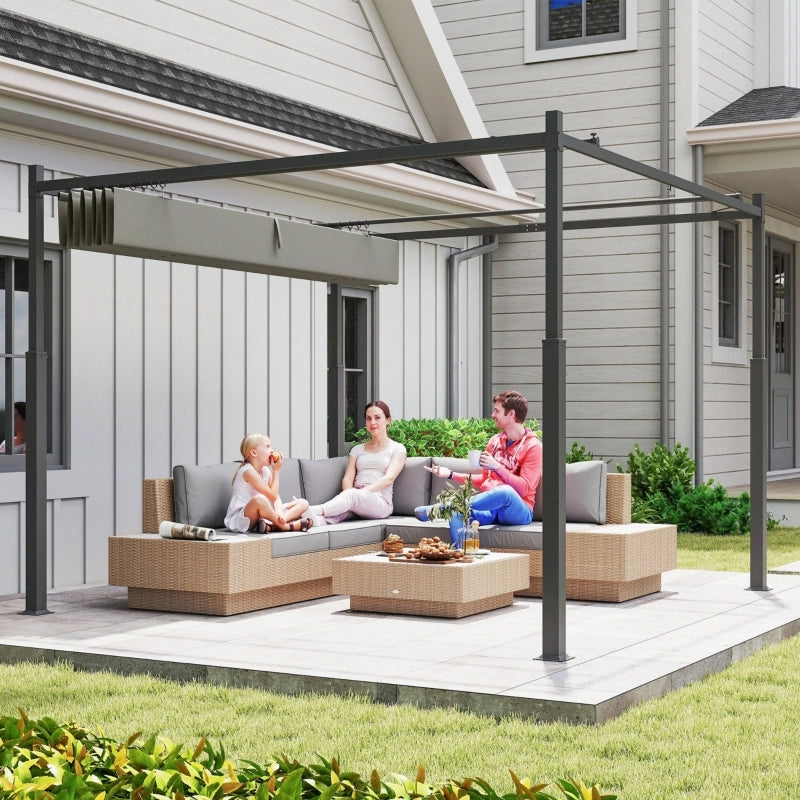 Pergola circa 3x3 m tetto a patio indipendente con tetto scorrevole pad magnetico colonna da 8 cm resistente ai raggi