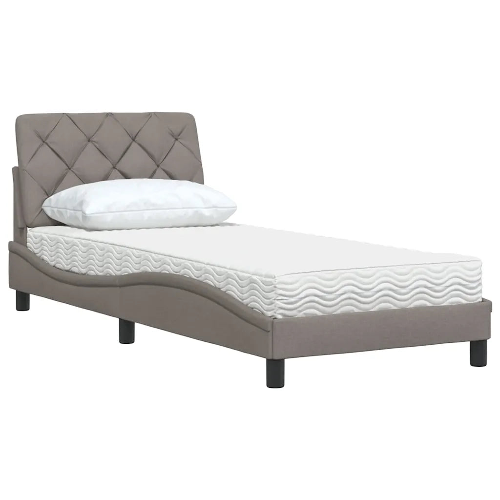 Letto con Materasso Tortora 80x200 cm in Tessuto 3310703
