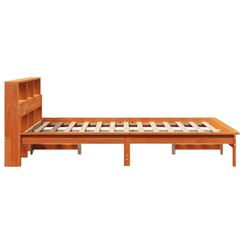 Letto Libreria senza Materasso Marrone Cera 120x200 cm in Pino