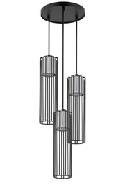 Lampada a sospensione industriale nero/argento Fobia 3 GU10