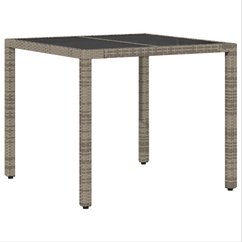 Set da Pranzo da Giardino a 3 Pezzi con Cuscini Grigio in Polyrattan