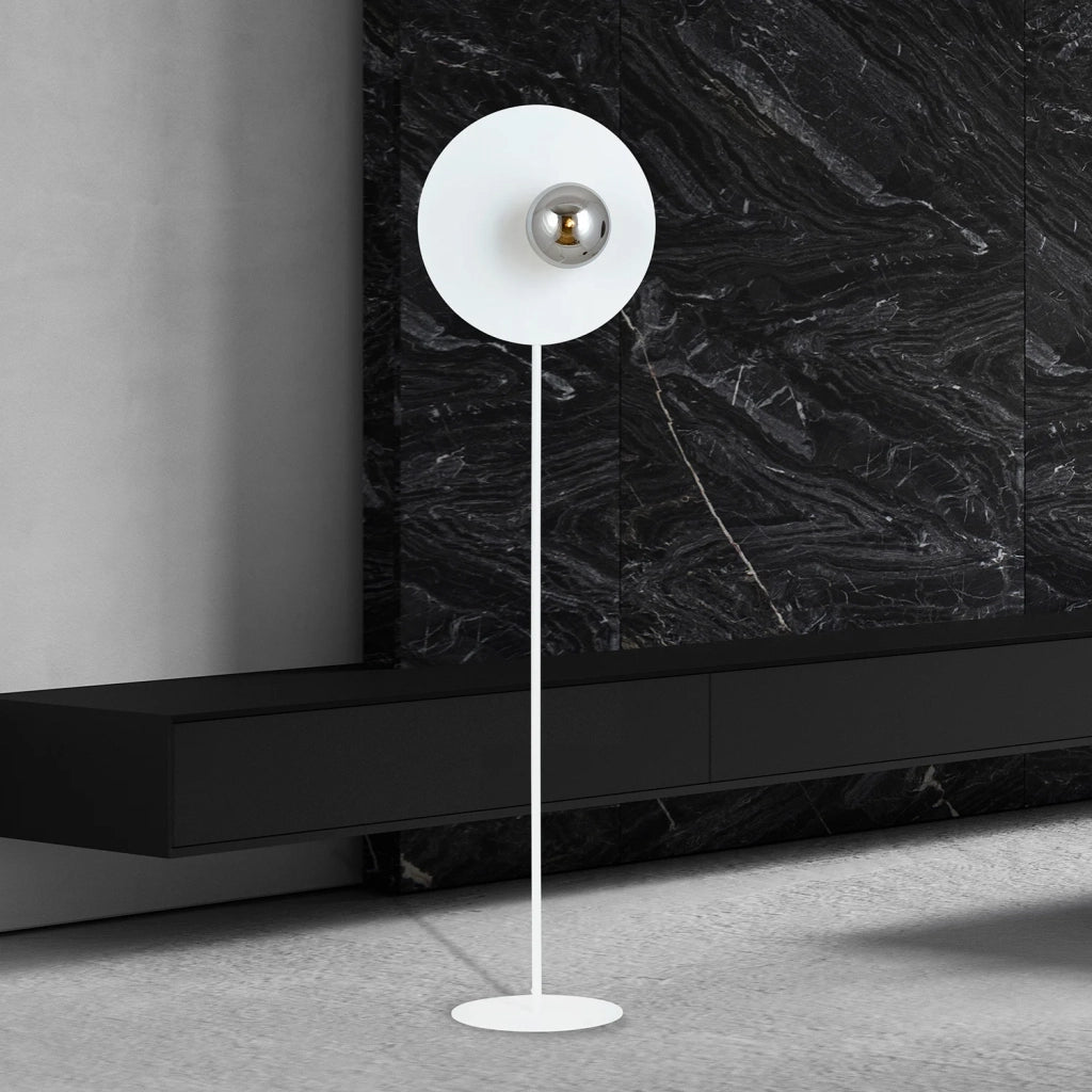 Piantana Minimal Ippolita Acciaio Bianco Oro 1 Luce E14 Ip20
