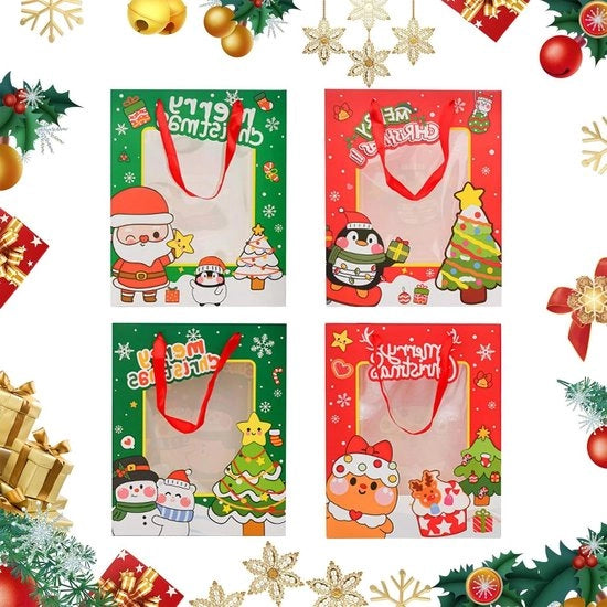Decorazioni per Natale in carta con finestra e design neve bambola - 12 pezzi - Adatti a donne, uomini e bambini
