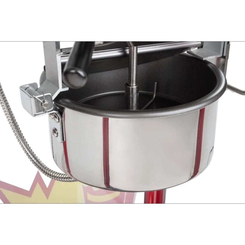 Macchina professionale per popcorn rossa 1600 watt con carrello 3614068