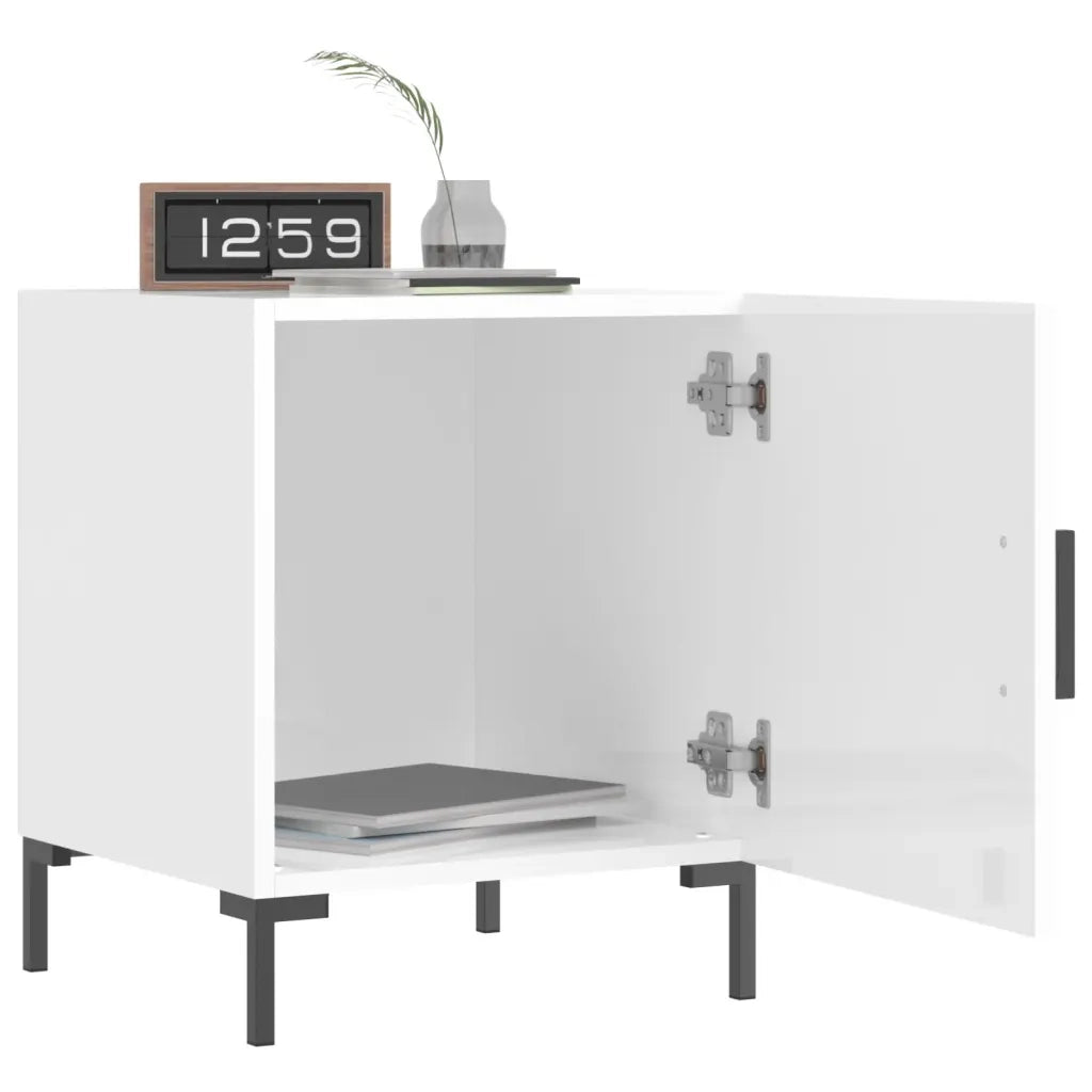 Comodini 2 pz-Set di 2 Tavolino da notte Bianco Lucido 40x40x50 cm in Legno Multistrato 493557
