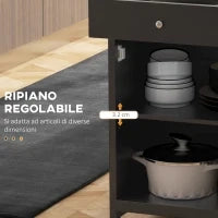 Carrello Cucina con Cassetto, Armadietto Regolabile e Portasciugamani, in Legno, 67x48x86.5 cm, Nero e Rovere