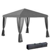 Pergola Pop-up Pieghevole, Stile Coloniale, 3 x 3 m 4, Zanzariere, con Borsa da Trasporto, Grigio