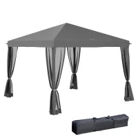 Pergola Pop-up Pieghevole, Stile Coloniale, 3 x 3 m 4, Zanzariere, con Borsa da Trasporto, Grigio