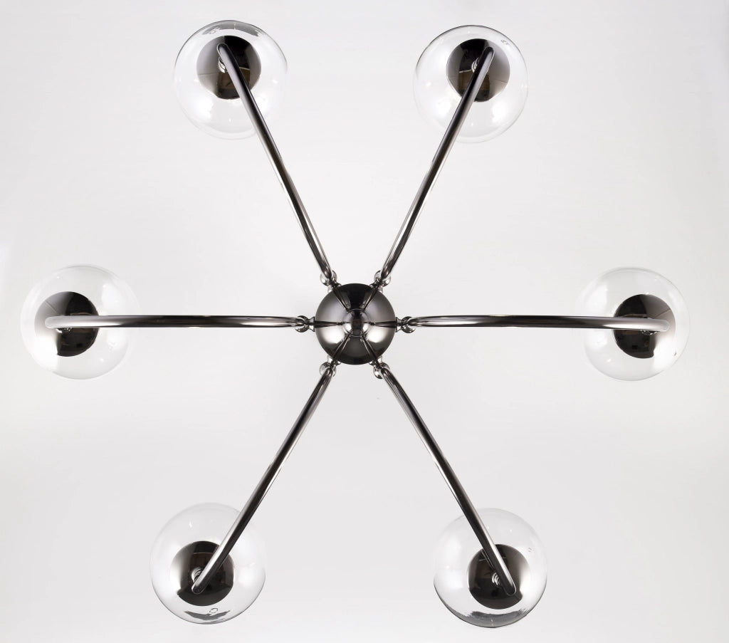 Lampadario moderno cromo 6 sfere vetro G9 Jupiter Brillante