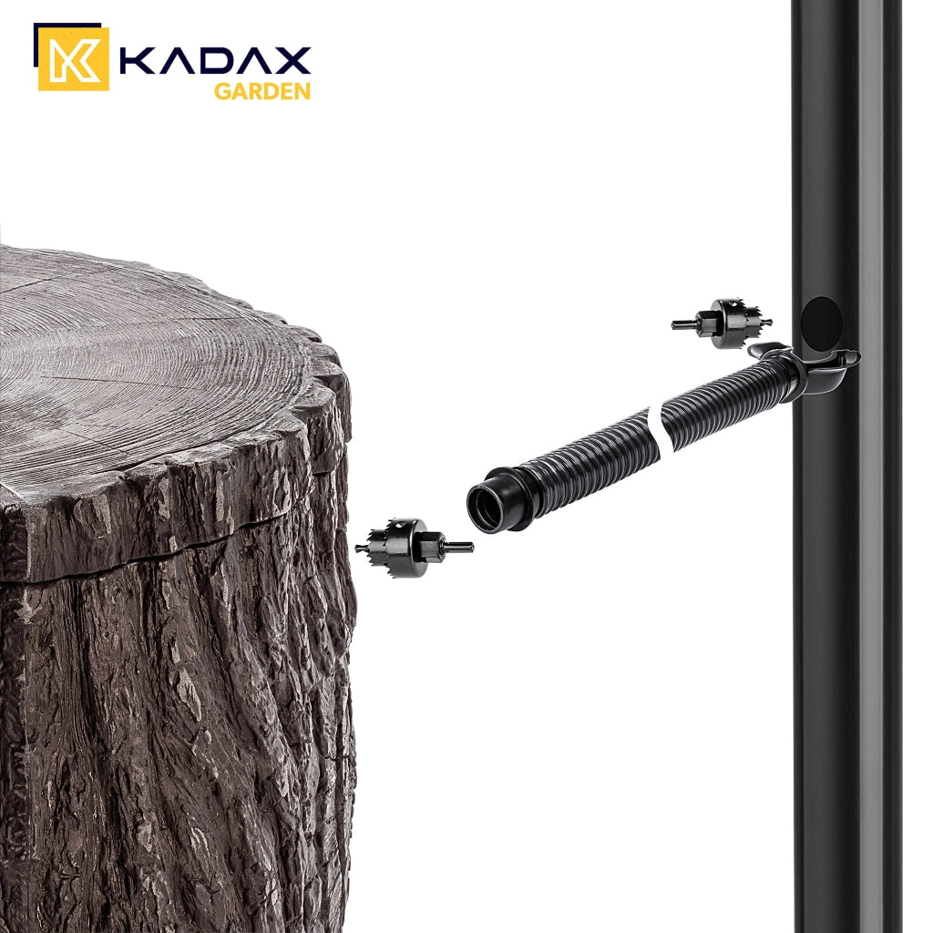Serbatoio per acqua piovana KADAX da 475 litri, contenitore per acqua a forma di barile, kit di collegamento al rubinetto