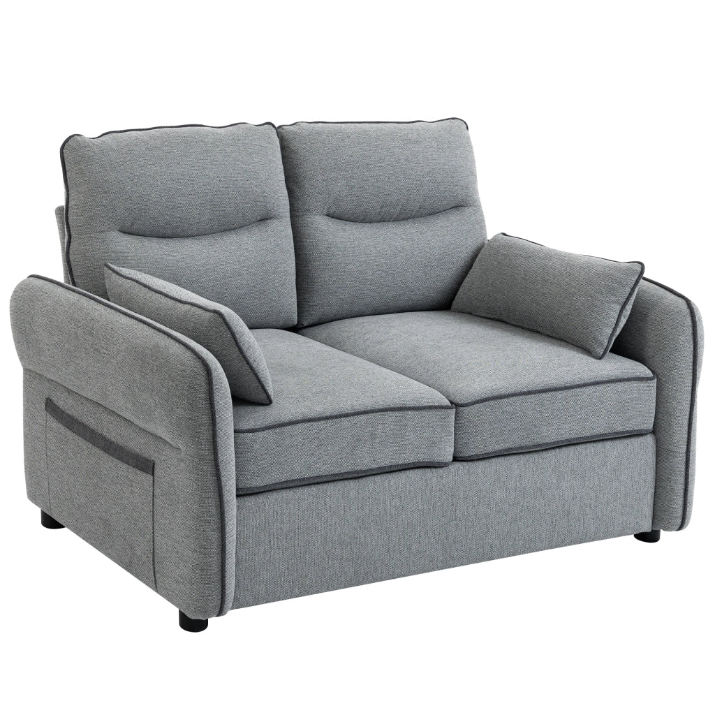 Divano 2 posti in velluto con cuscini ¨C zephmum ¨C grigio 136x81x90