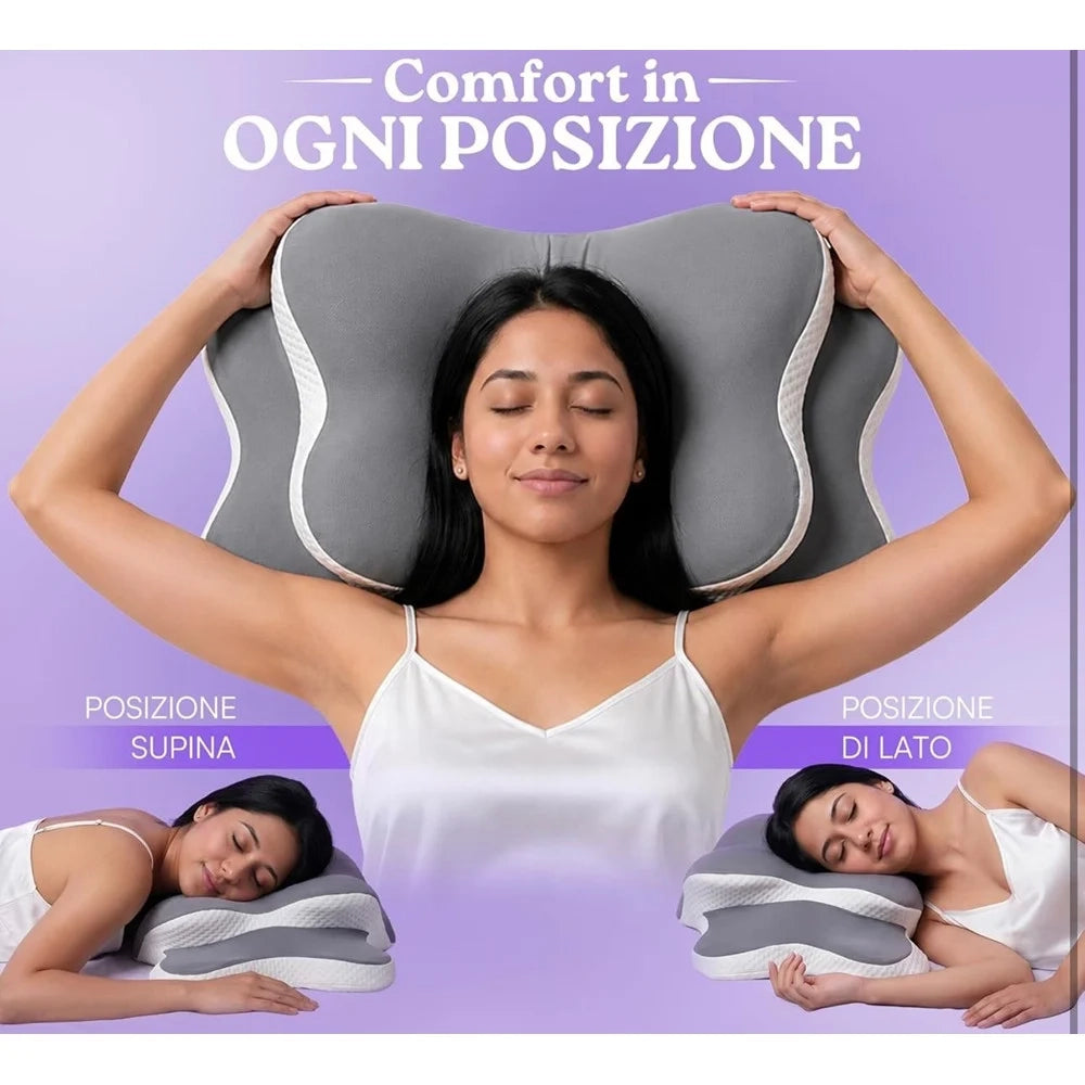 Trade Shop - Cuscino Cervicale Per Dormire Supporto Collo Spalle Design Ortopedico Federa Traspirante -