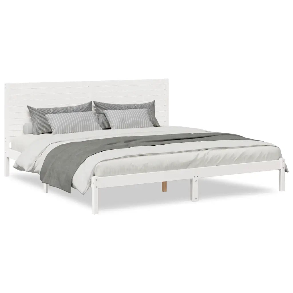 Giroletto Extra Lungo senza Materasso-Struttura Letto Bianco 200x220cm Massello 986516