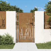 Cancello da giardino 100x200 cm in acciaio Corten con design erba 153231