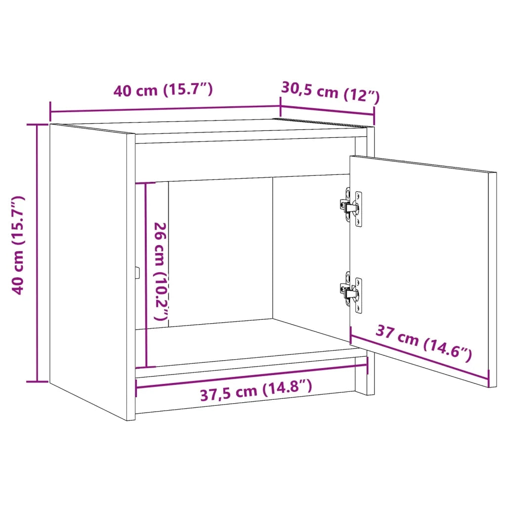 Comodini 2 pz Bianchi 40x30,5x40 cm in Legno Massello di Pino 808116