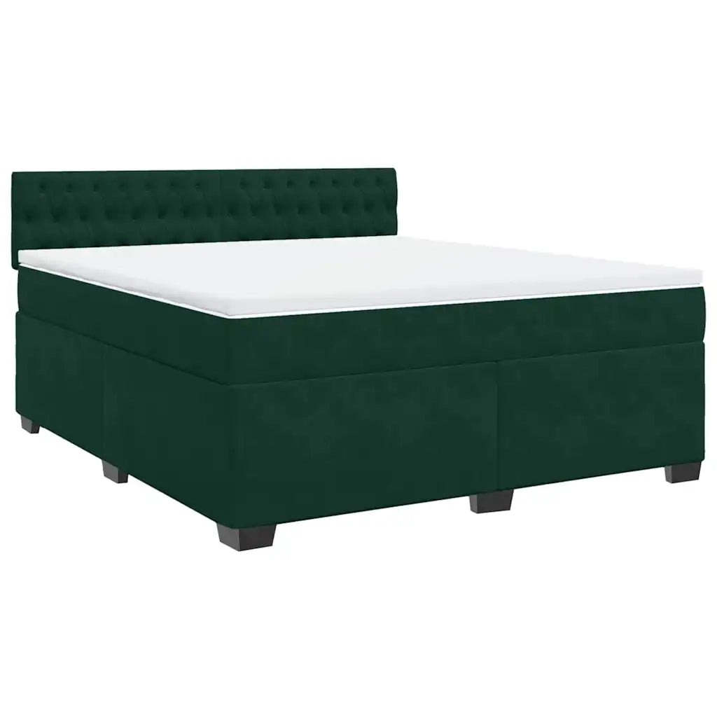 Giroletto a Molle con Materasso Verde Scuro 180x200 cm Velluto
