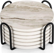 Set di sottopiedini per vetro - Sottopiedini anti scivolo con supporto - Set di sottopiedini in marmo - Dimensioni 10x10 cm