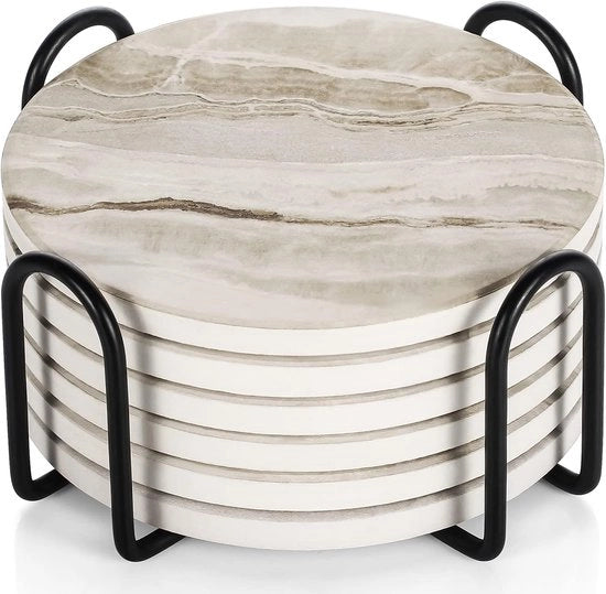 Set di sottopiedini per vetro - Sottopiedini anti scivolo con supporto - Set di sottopiedini in marmo - Dimensioni 10x10 cm