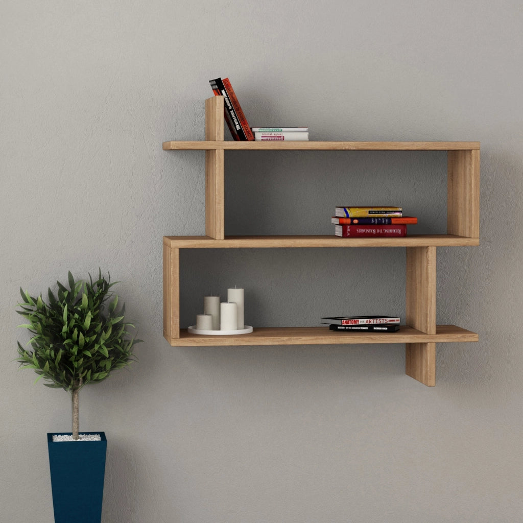 Mensola da parete in legno "Paralel" - 70 x 22 x 65 cm - Marrone