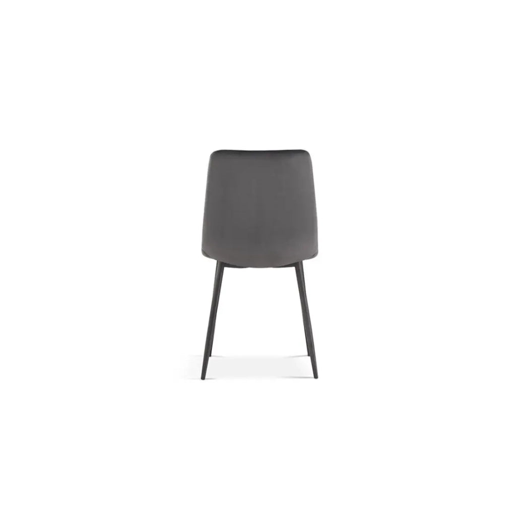 Sedia BRUCE – Velluto grigio – Piedi in metallo nero – H86 x L45 x P55 cm
