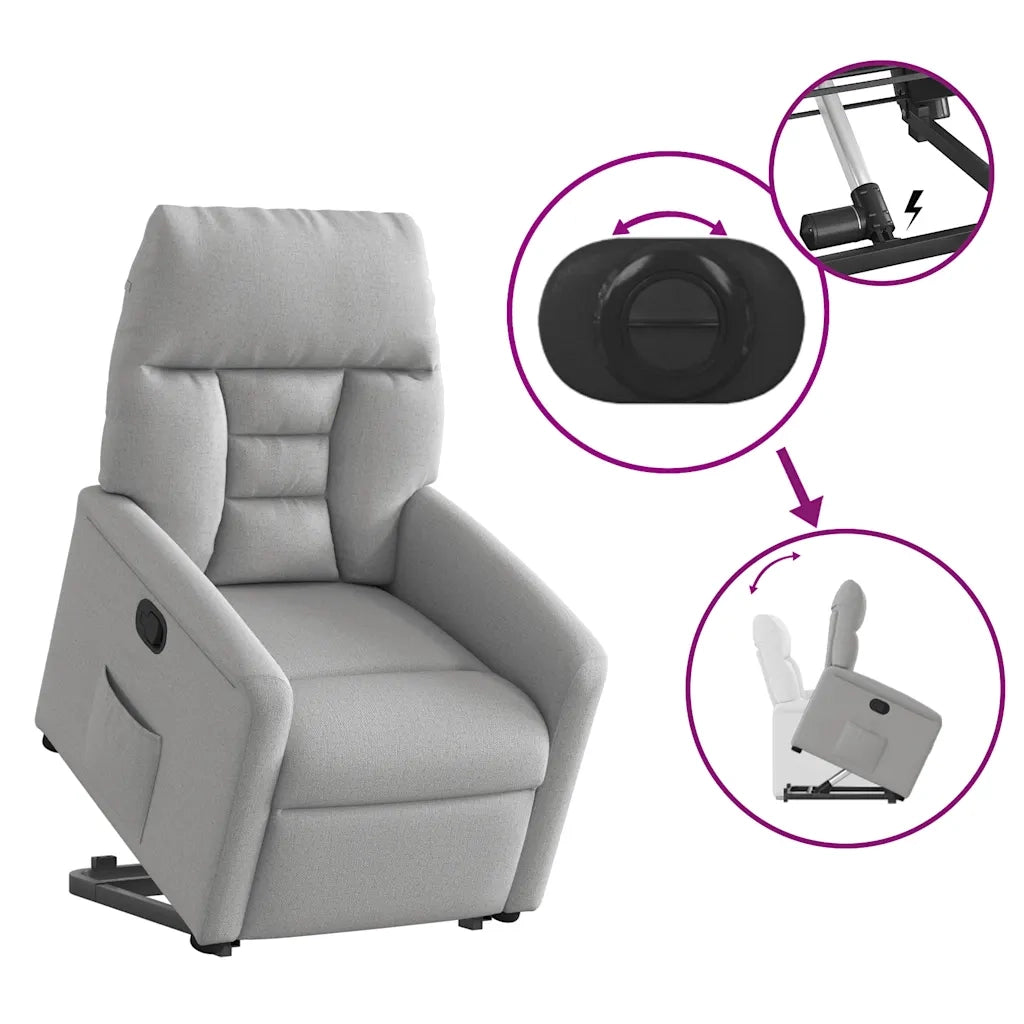 Poltrona Alzapersona Reclinabile Grigio Nuvola in Tessuto 3303041