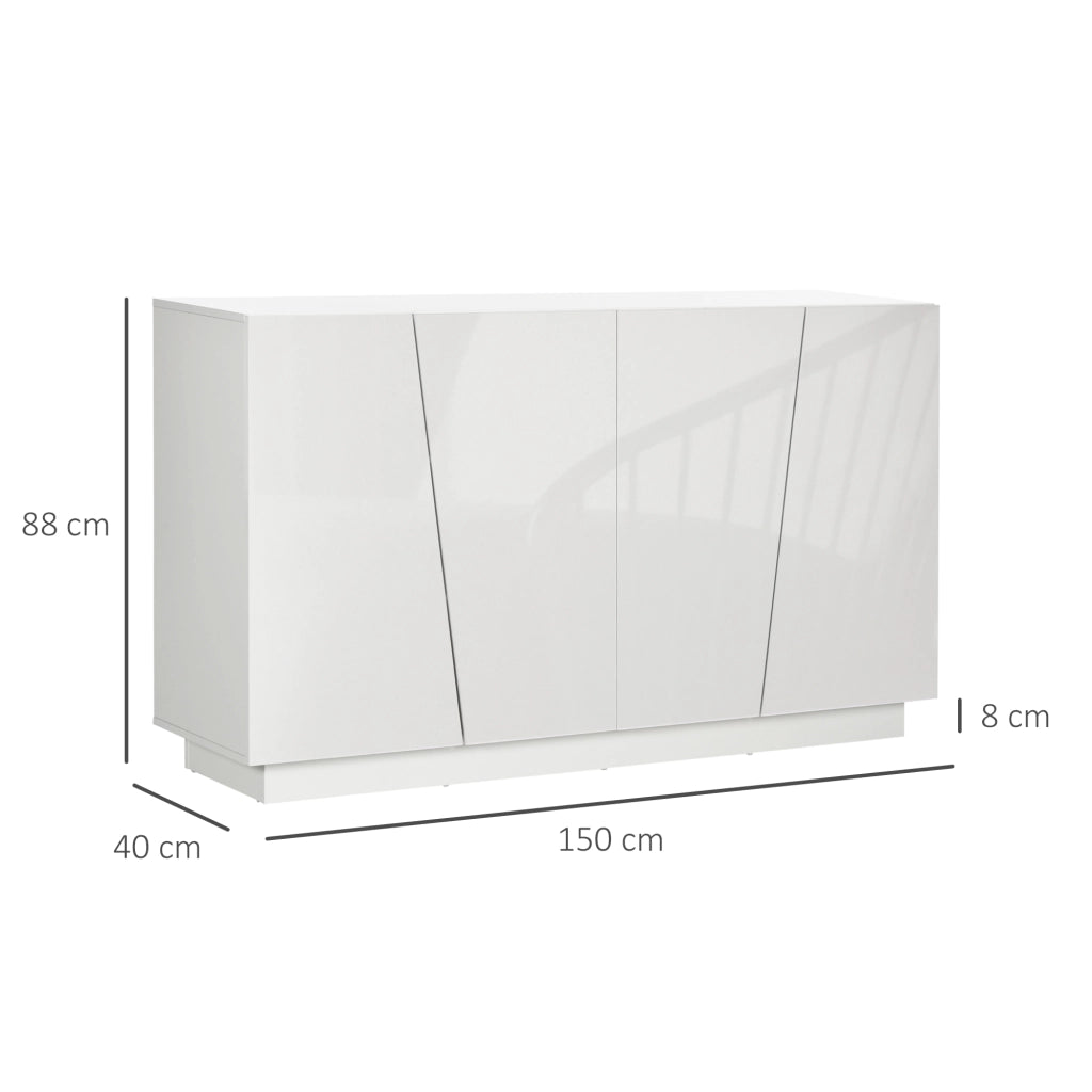 Easycomfort Mobiletto Multiuso in Truciolato Bianco a 5 Livelli con Ripiano Regolabile su 3 Livelli, 150x40x88 cm