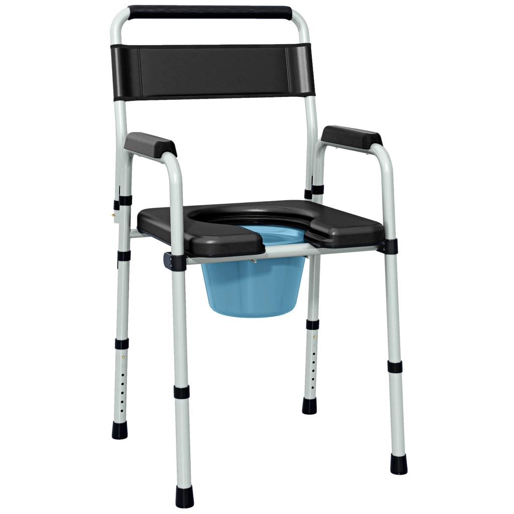Sedia da Bagno Pieghevole con Seduta Regolabile e Cuscini Antiscivolo ¨C Zephmum ¨C Nero 150 kg