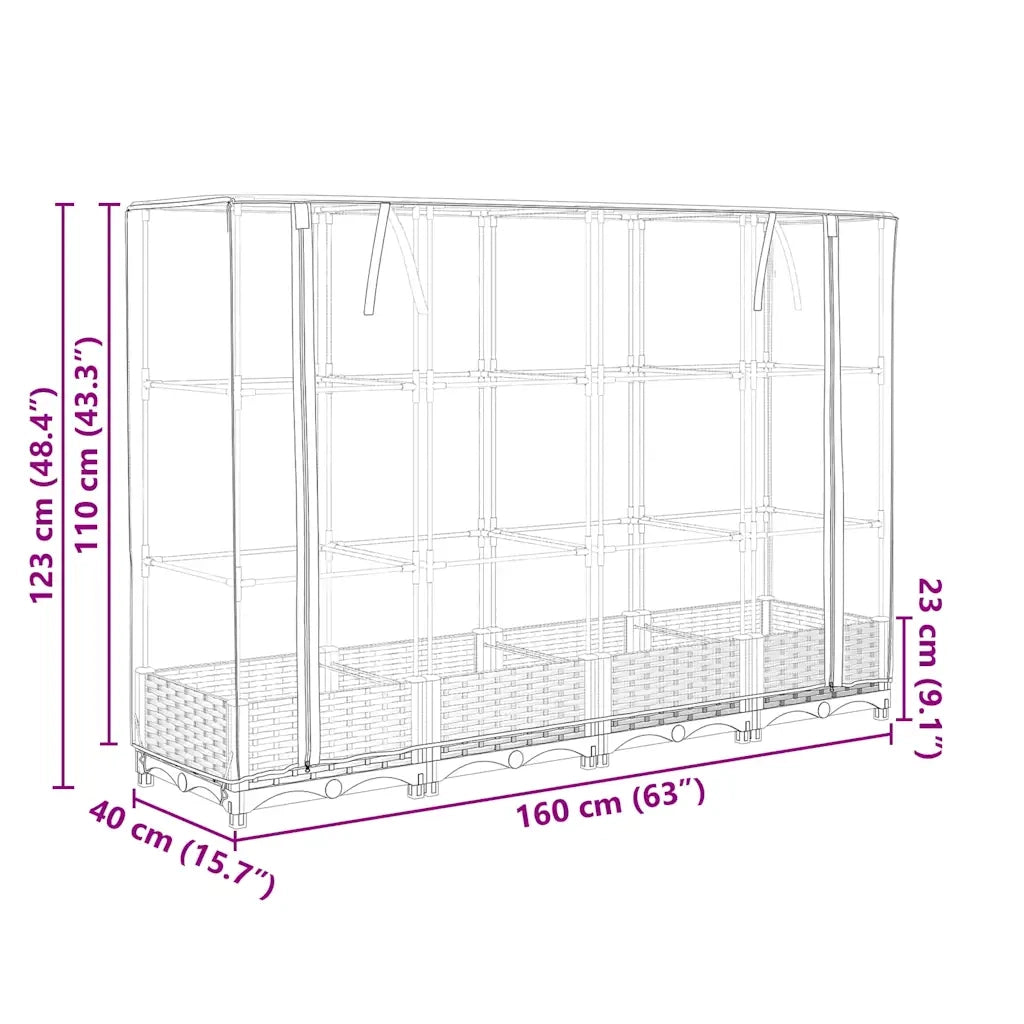 vidaXL Letto Rialzato con Copertura Serra Effetto Rattan 160x40x123 cm