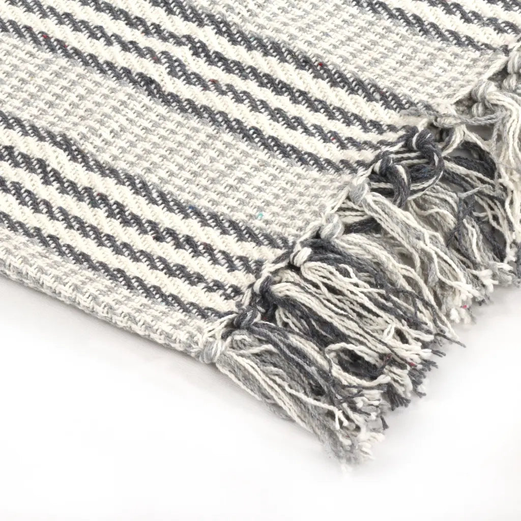 Copriletto in Cotone a Righe 160x210 cm Grigio e Bianco 245328