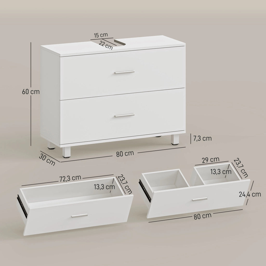 Mobiletto Sottolavabo con 2 Cassetti ¨C Minimal ¨C Bianco 80x30x60