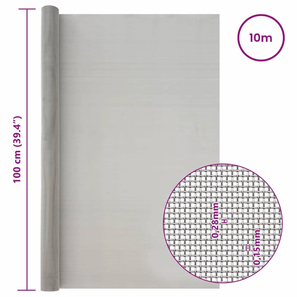 Rete per schermatura 100 x 1000 cm 60 Mesh Argento 42039576