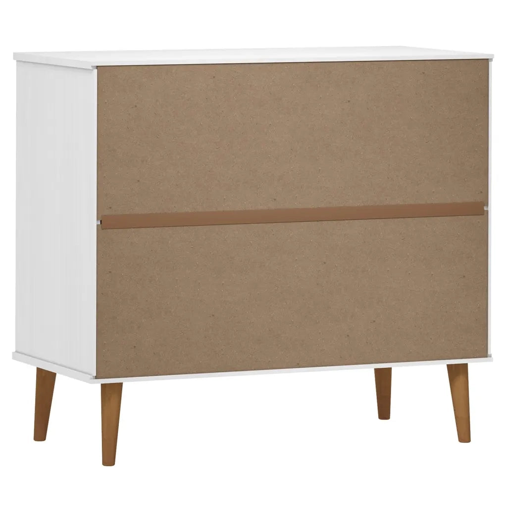 Credenza MOLDE Bianca 90x40x80 cm in Legno Massello di Pino cod mxl 15524