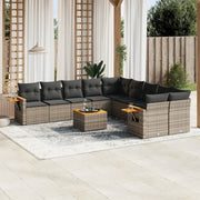 Set Divani da Giardino 11 pz con Cuscini in Polyrattan Grigio 3259603