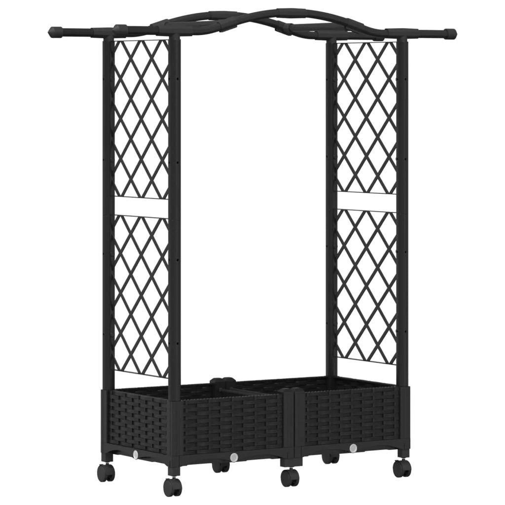 Letto Rialzato con Griglia e Tetto Nero 124 x 40 x 129 cm PP 3423010