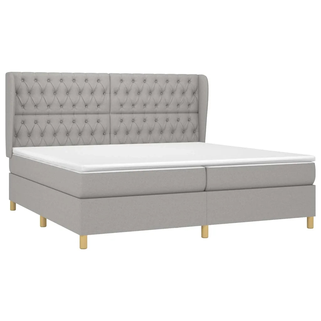 Giroletto a Molle con Materasso Grigio Chiaro 200x200cm Tessuto 3128789