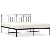 Letto matrimoniale | Letto per adulti | Giroletto con Testiera in Metallo Nero 150x200 cm
