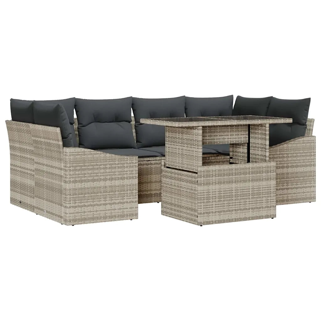Set Divano da Giardino 7 pcs Grigio chiaro polyrattan 3348938