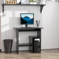 Scrivania PC Moderna in Legno con Ripiano per CPU e Spazio per Tastiera Estraibile, 80x45x75 cm, Nero