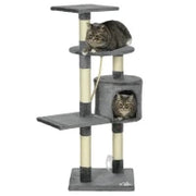 Rascador per Gatti Altezza 116 cm Albero per Gatti con Pali di Sisal Cuccia Piattaforme e Giocattoli Grigio Scuro