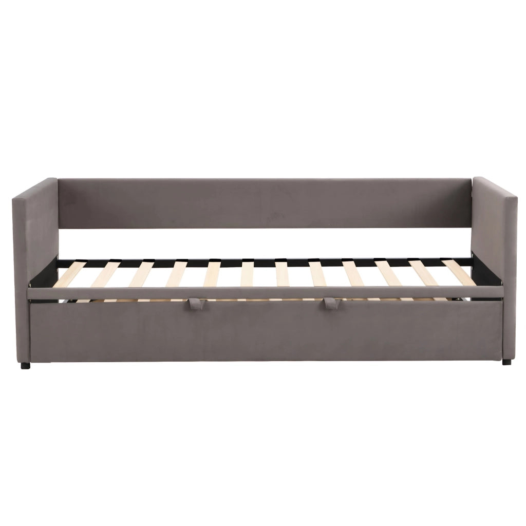 Divano letto in velluto grigio, trasformabile in 3 configurazioni, struttura robusta portata 300kg, divano multifunzione per soggiorno