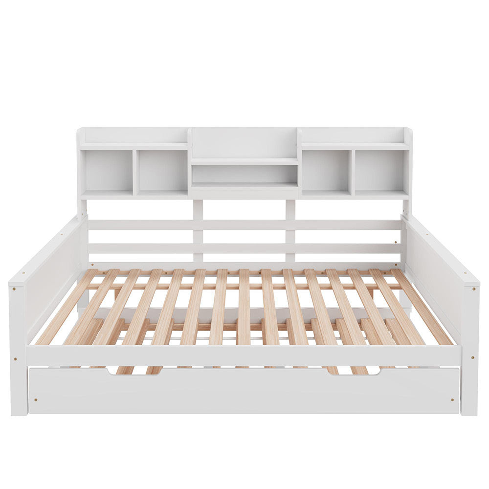 Divano letto estendibile 140x200cm - Xylo - bianco, scomparto, doghe