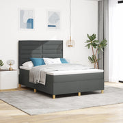 Letto con Box Spring e materasso grigio scuro 140x200 cm tessuto