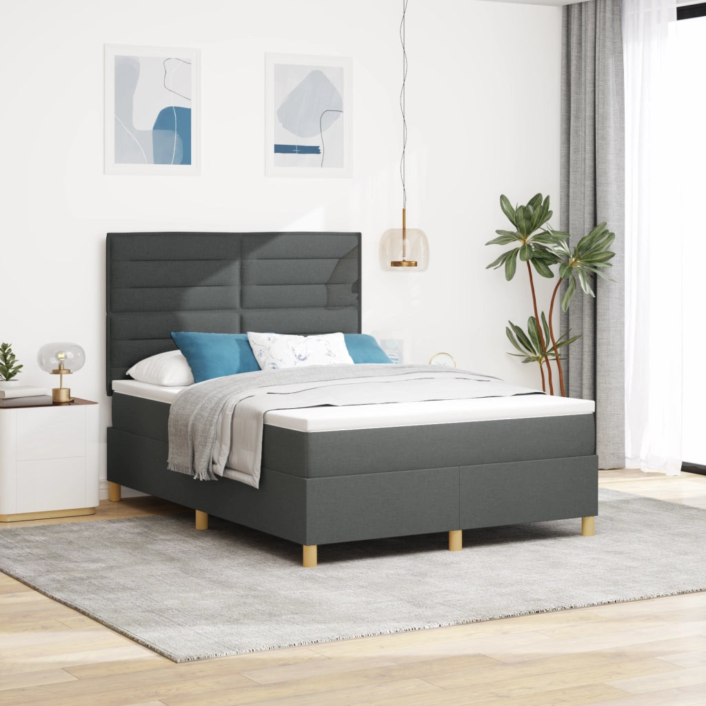 Letto con Box Spring e materasso grigio scuro 140x200 cm tessuto