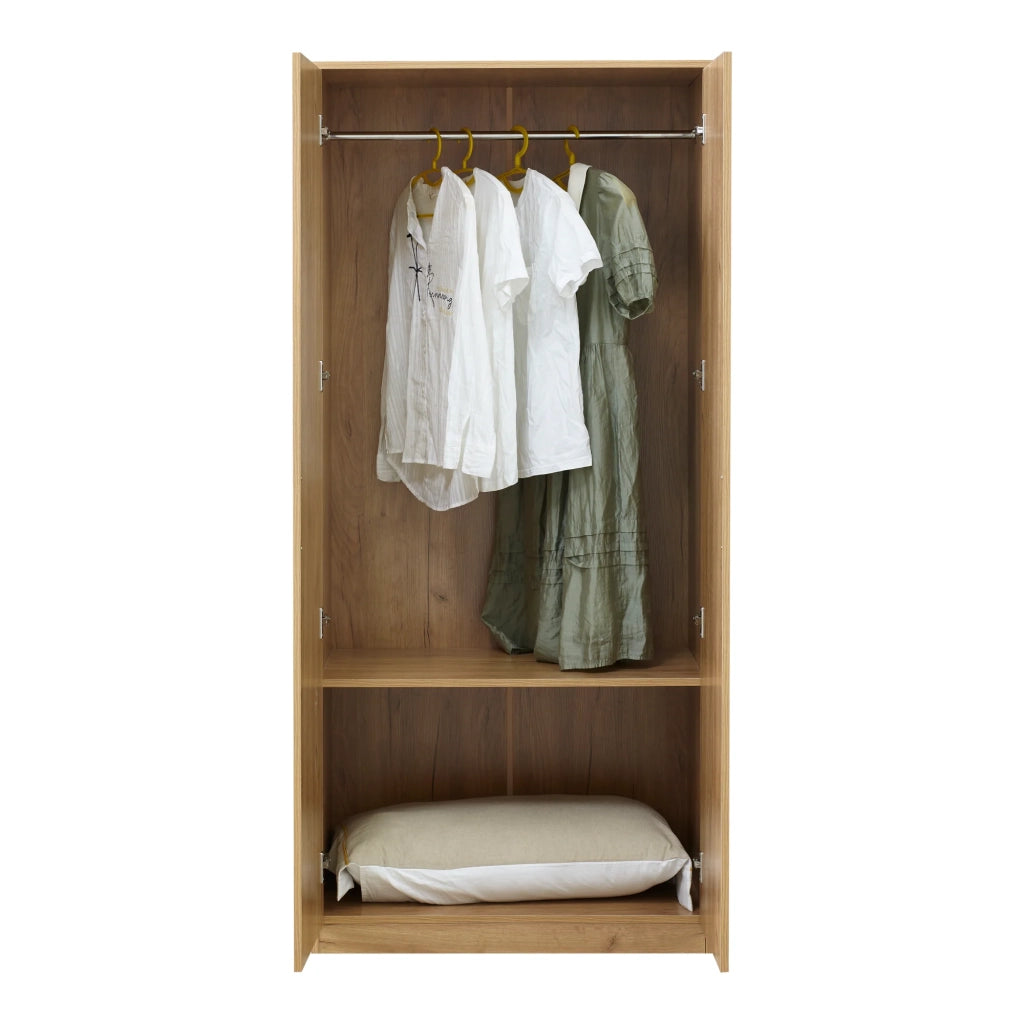 Armadio moderno per camera da letto mobile contenitore senza tempo con 1 asta appendiabiti e 1 ripiano MDF 176 x 80 x 52 cm effetto rovere 03_0006372