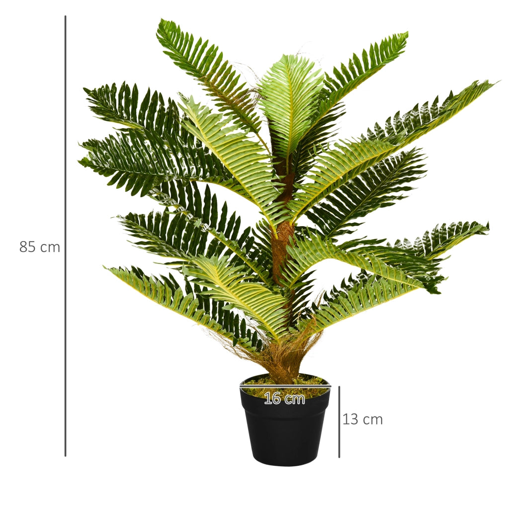 Pianta Artificiale di Palma con 18 Foglie e Vaso Incluso per Interni, Altezza 85 cm, Verde