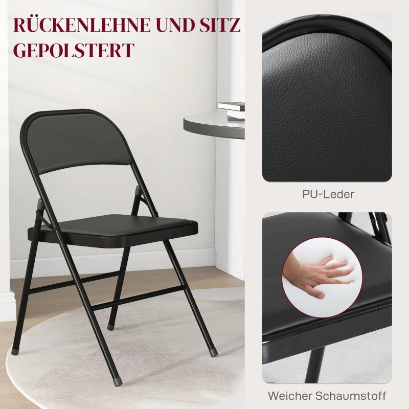 SEDIA Pieghevole Set da 2 pezzi 45x46x78 cm Ecopelle Nera
